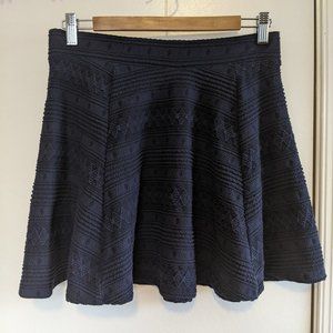 Navy Patterned Skater Skirt